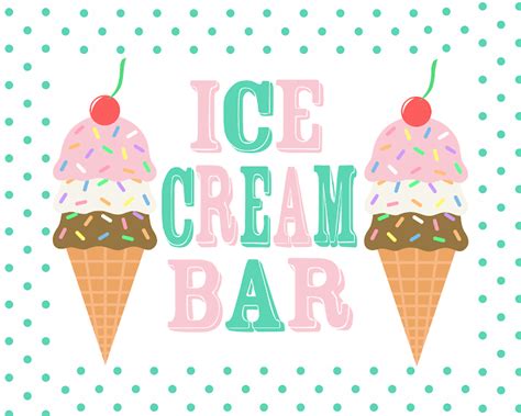 Ice Cream Bar Sign Printable
